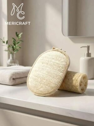 Mericraft Natural Loofah Exfoliating Bath Sponge Round Pad